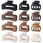SMKSL 12 Pcs Hair Claw Clips for Women & Girls 3 Styles Hair Accessories Brown