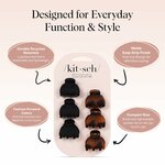 Kitsch Mini Claw Clips for Women - Tortoise & Black, 6pcs Tortoise and Black (6 Pieces, X-Small) 6 Count (Pack of 1) 3