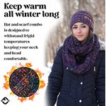 Funky Junque Chunky Knit Oversized Beanie and Infinity Scarf Set for Women Kaleidoscope - 4 Tone Mix - Black, Purple, Orang 2