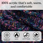 Funky Junque Chunky Knit Oversized Beanie and Infinity Scarf Set for Women Kaleidoscope - 4 Tone Mix - Black, Purple, Orang 4
