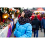 Funky Junque Chunky Knit Oversized Beanie and Infinity Scarf Set for Women Kaleidoscope - 4 Tone Mix - Black, Purple, Orang 6