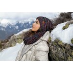 Funky Junque Chunky Knit Oversized Beanie and Infinity Scarf Set for Women Kaleidoscope - 4 Tone Mix - Black, Purple, Orang 8