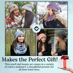 Funky Junque Chunky Knit Oversized Beanie and Infinity Scarf Set for Women Kaleidoscope - 4 Tone Mix - Black, Purple, Orang 9