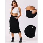 Cargo midi denim skirt back view