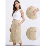 Corduroy cargo midi skirt pocket detail