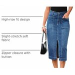Denim midi skirt slit hem detail