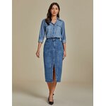 Denim midi skirt side view
