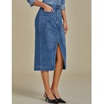 Denim midi skirt in cream white