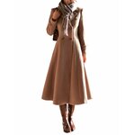 IDEALSANXUN Womens Long Wool Coat Fall Winter Double Breasted Trench Coat Peacoat Jackets Medium Dark Khaki