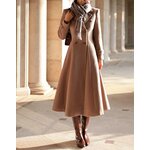 IDEALSANXUN Womens Long Wool Coat Fall Winter Double Breasted Trench Coat Peacoat Jackets Medium Dark Khaki 3