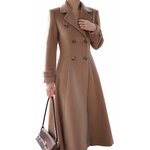 IDEALSANXUN Womens Long Wool Coat Fall Winter Double Breasted Trench Coat Peacoat Jackets Medium Dark Khaki 4