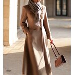 IDEALSANXUN Womens Long Wool Coat Fall Winter Double Breasted Trench Coat Peacoat Jackets Medium Dark Khaki 5
