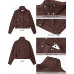 luvamia Faux Suede Jackets for Women Stand Collar Zip Up Bomber Jacket Coat Medium Chocolate Brown 5
