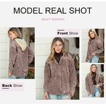 Dokotoo Womens 2025 Fall Corduroy Shacket Jacket Long Sleeve Button Down Color Block Hooded Coat with Pockets Large Brown 3 5