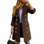 IDEALSANXUN Womens Fall Winter Wool Coats Double Breasted Midi Peacoat Trench Coats X-Large Brown