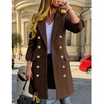 IDEALSANXUN Womens Fall Winter Wool Coats Double Breasted Midi Peacoat Trench Coats X-Large Brown 2