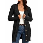 GRACE KARIN Womens Cable Knit Sweater Button Long Chunky Cardigan Small Black