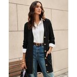 GRACE KARIN Women's Cable Knit Sweater Button Long Chunky Cardigan Small Black 2