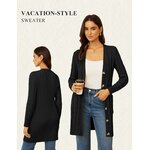 GRACE KARIN Womens Cable Knit Sweater Button Long Chunky Cardigan Small Black 7