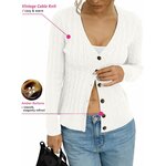 EasyGala Womens Cable Knit Cardigan Sweaters Chunky Button Down Shirts Medium White 4
