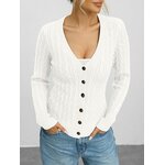 EasyGala Womens Cable Knit Cardigan Sweaters Chunky Button Down Shirts Medium White 5