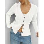 EasyGala Womens Cable Knit Cardigan Sweaters Chunky Button Down Shirts Medium White 6