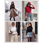GAYHAY 3 Pack Turtleneck Tops for Women, Long Sleeve Fleece-Lined Shirts Small Black/Coffee/Beige 5
