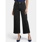 Astylish Womens High Waisted Jeans Stretchy Wide Straight Leg Loose Trendy Split Seam Cropped Denim Pants 14 Black 2