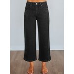 Astylish Womens High Waisted Jeans Stretchy Wide Straight Leg Loose Trendy Split Seam Cropped Denim Pants 14 Black 3