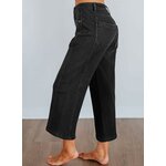 Astylish Womens High Waisted Jeans Stretchy Wide Straight Leg Loose Trendy Split Seam Cropped Denim Pants 14 Black 4