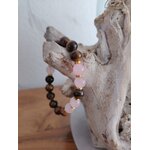 Bracelet Énergie en Oeil-de-Tigre et Quartz Rose