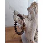 Bracelet en Oeil de Tigre avec Amulette Bouddha argenté