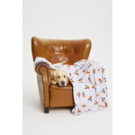 Kerstplaid Rudolph van dichtbij, zachte grijze plaid met rendier