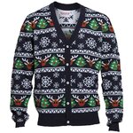 Marineblauw kerstvest Rudolph met rendieren en V-hals