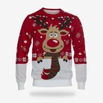 Kersttrui Rudolph met lachend rendier en rode neus