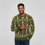 Man in groene kersttrui Groen van geluk van biologisch katoen