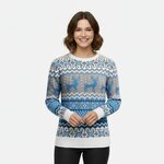 Vrouw in kersttrui De Klassieker met blauw-grijze jacquard