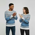 Stel in blauw-grijze kersttrui De Klassieker met Scandinavische motieven