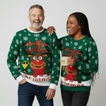 Vrienden in groene foute kersttrui Vrolijke Rudolph met pailletten