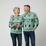 Stel in bijpassende mintgroene kersttruien Zachte feestvreugde van biologisch katoen