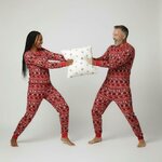 Stel in rood-witte kerstpyjama Klassiek met jacquardmotieven