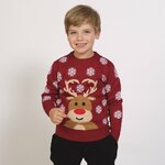 Kinderkersttrui met superschattig rendier met guitig snoetje