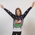 Kinderkersttrui Roadtrip met de Kerstman en Rudolph in de auto