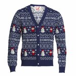 Marineblauw kerstvest met knoopsluiting en jacquardmotieven