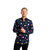 Blauw kersthemd Kerstfolklore met Kerstman, cadeautjes en kerstbomen