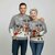 Gezin in grijs-witte foute kersttrui Double Rudolph met twee rendieren
