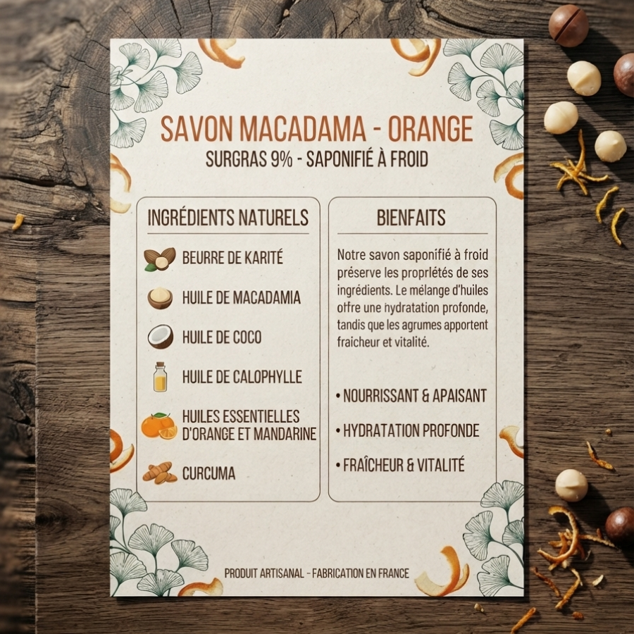 Infographie Savon Macadamia - Orange  900 900 Fiche Produit