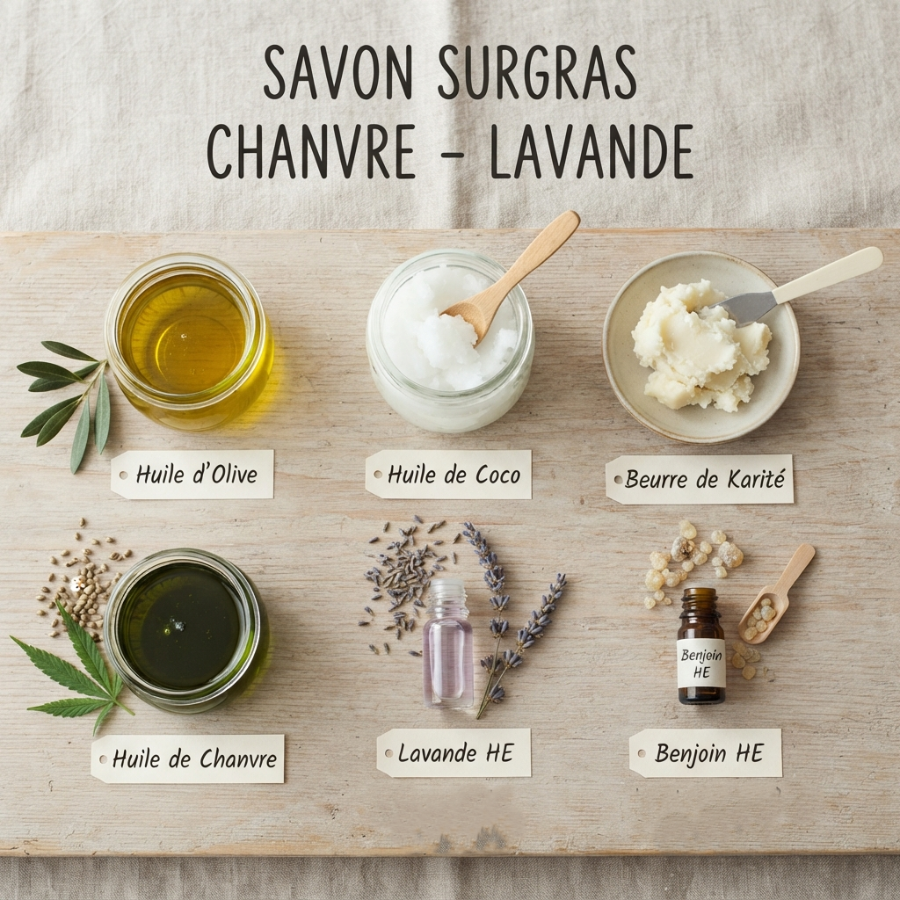 _Savon surgras Chanvre Lavande carré Ingrédients Secrets dAloyse