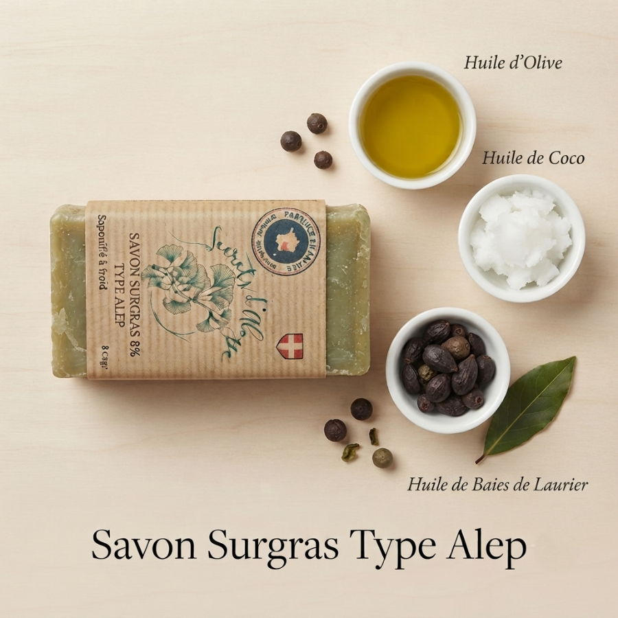 Savon Surgras Type Alep carré  Ingrédients Secrets dAloyse