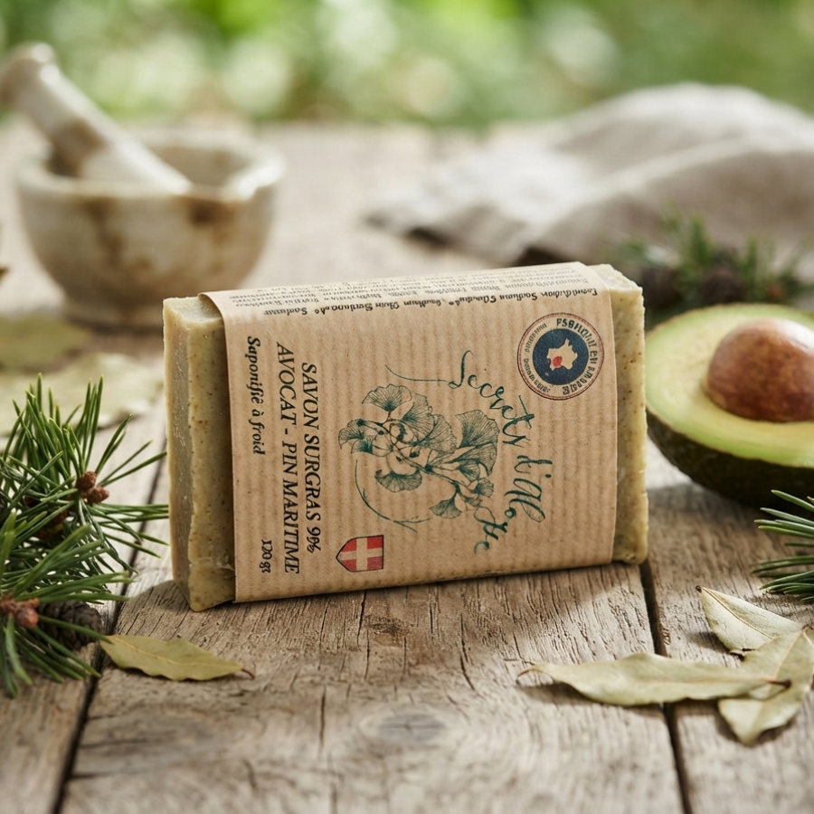 _ Savon Surgras Avocat - Pin Maritime  carré   Secrets dAloyse